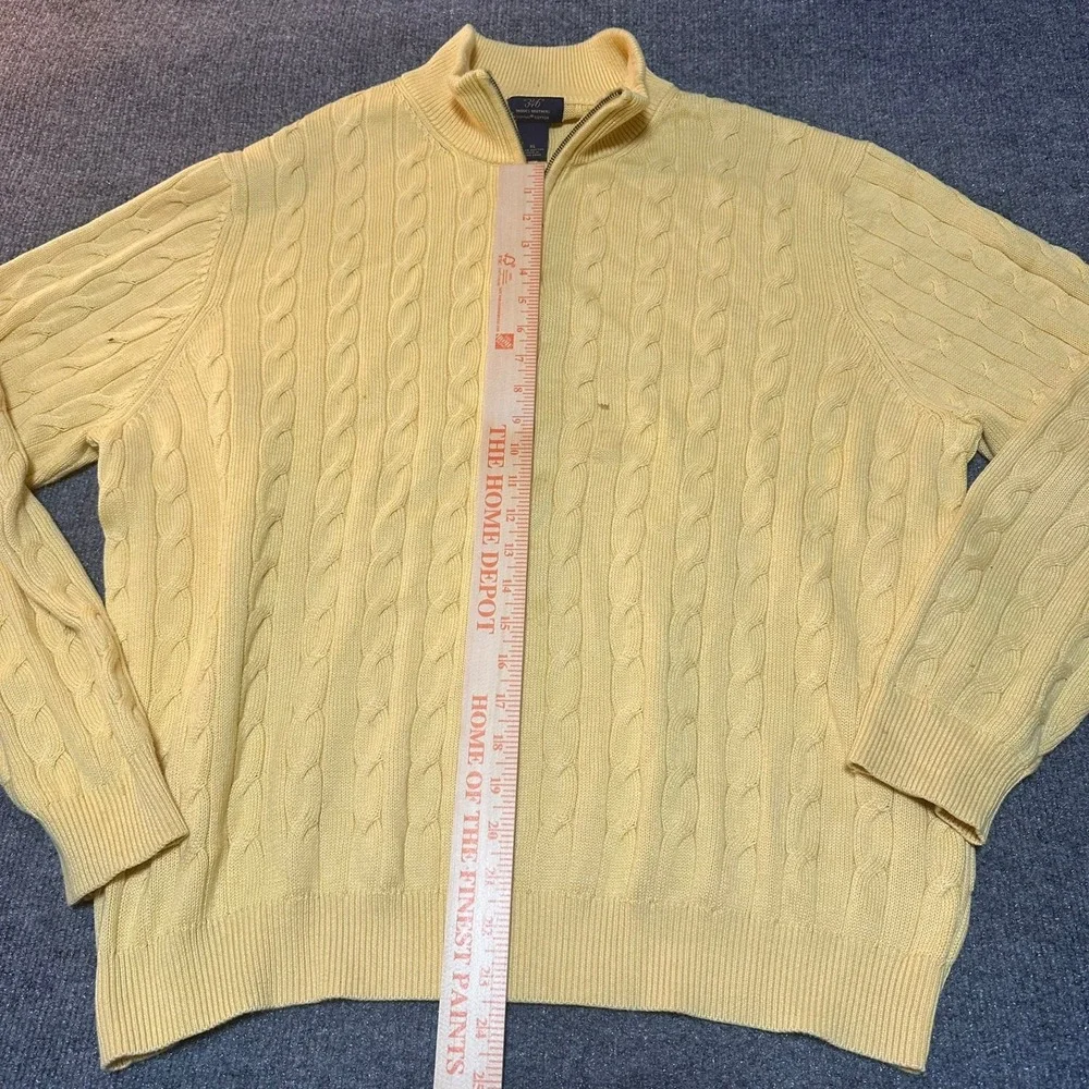 Brooks Brothers 346 Mens XL Yellow Supima Cotton Cable Knit Quarter Zip Sweater - Picture 4 of 7